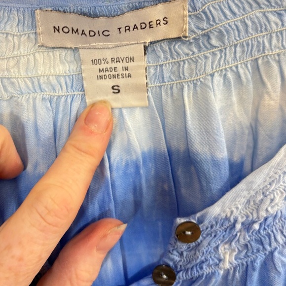 Nomadic Traders Blue Pleated Blouse - Picture 3 of 3